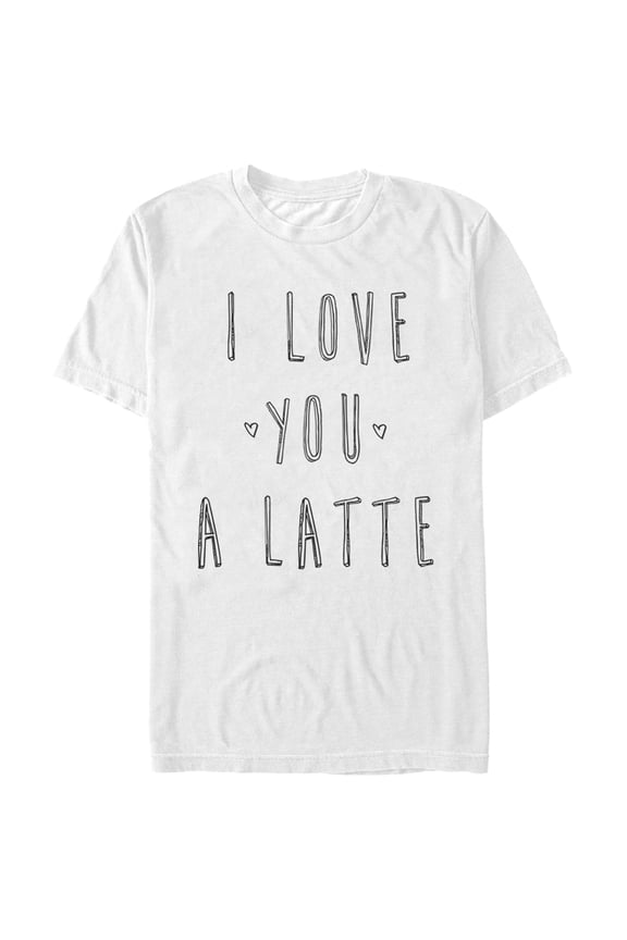 Women's CHIN UP I Love You a Latte Boyfriend Graphic Tee White Small