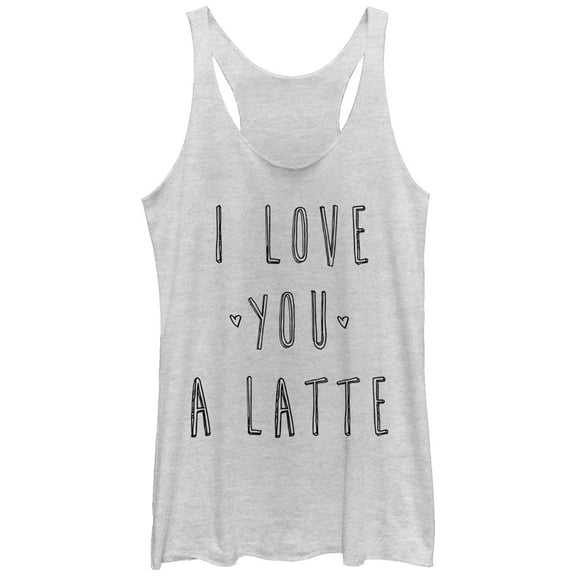 Women's CHIN UP I Love You a Latte Racerback Tank Top White Heather Medium