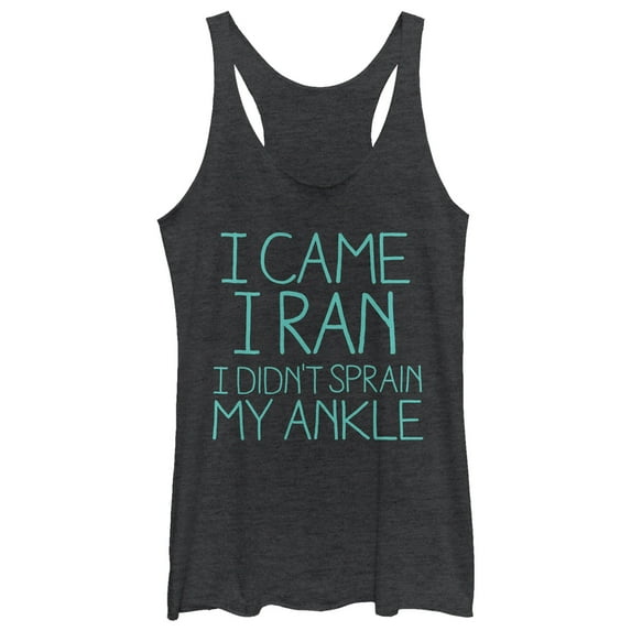 Women's CHIN UP I Ran No Ankle Sprain Racerback Tank Top Black Heather 2X Large