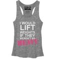 thumbnail image 1 of Women's CHIN UP I Would Lift Weights  Racerback Tank Top Gray Heather Medium, 1 of 3