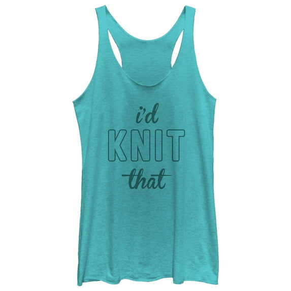 Women's CHIN UP I'd Knit That Racerback Tank Top Tahiti Blue X Large
