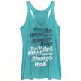 thumbnail image 1 of Women's CHIN UP If You Do What You've Always Done  Racerback Tank Top Tahiti Blue Large, 1 of 3