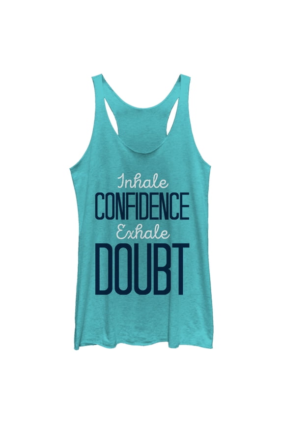 Women's CHIN UP Inhale Confidence Exhale Doubt Racerback Tank Top Tahiti Blue Small