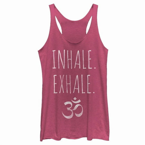 Women's CHIN UP Inhale Exhale Yoga Racerback Tank Top Pink Heather Large