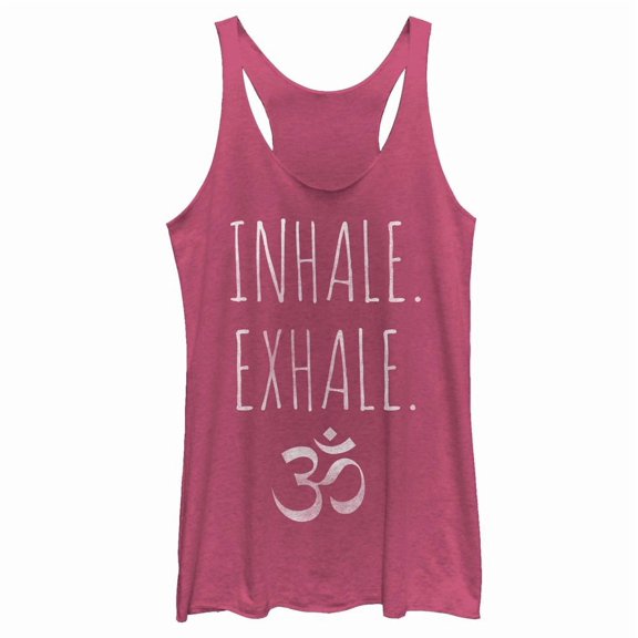 Women's CHIN UP Inhale Exhale Yoga  Racerback Tank Top Pink Heather Medium