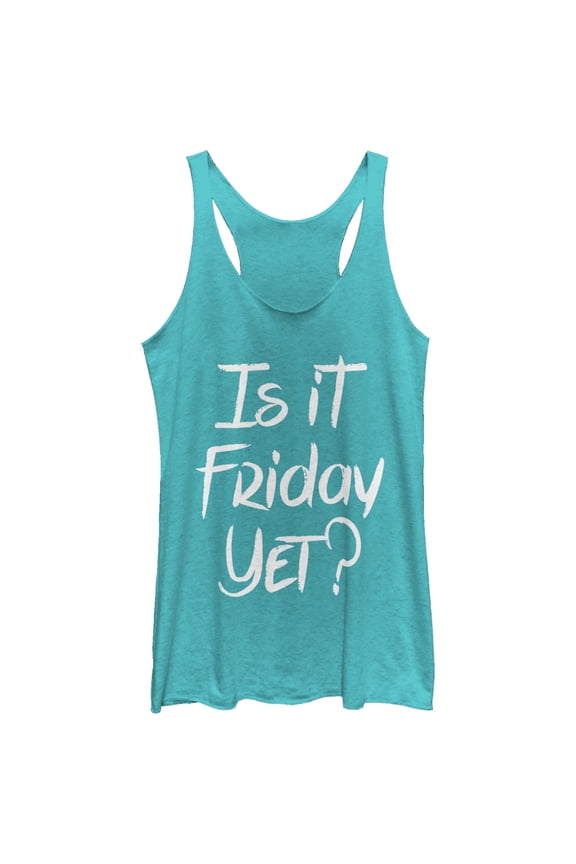 Women's CHIN UP Is It Friday Yet Racerback Tank Top Tahiti Blue Small