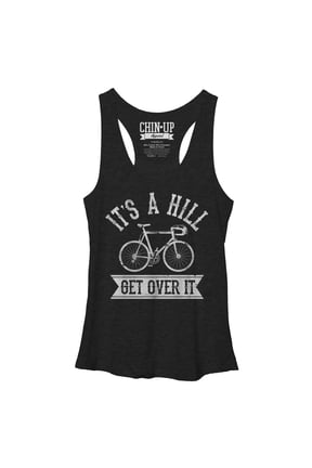 Women's CHIN UP It's a Hill Get Over It Racerback Tank Top Black Heather X Large