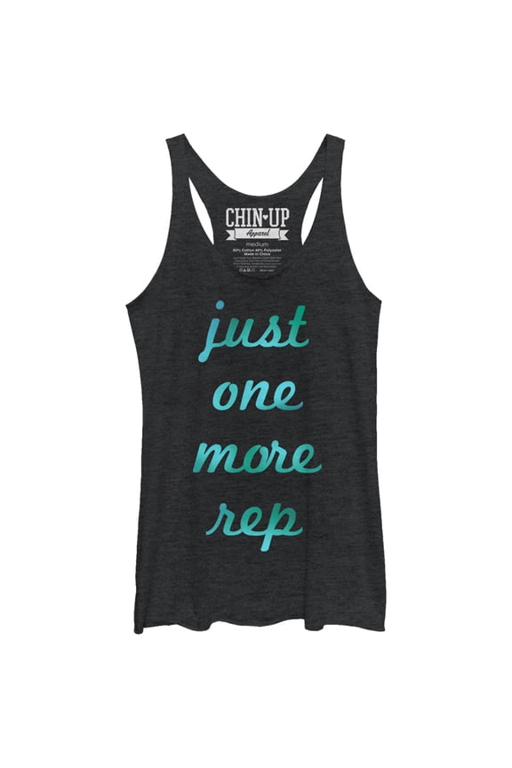 Women's CHIN UP Just One More Rep  Racerback Tank Top Black Heather Small