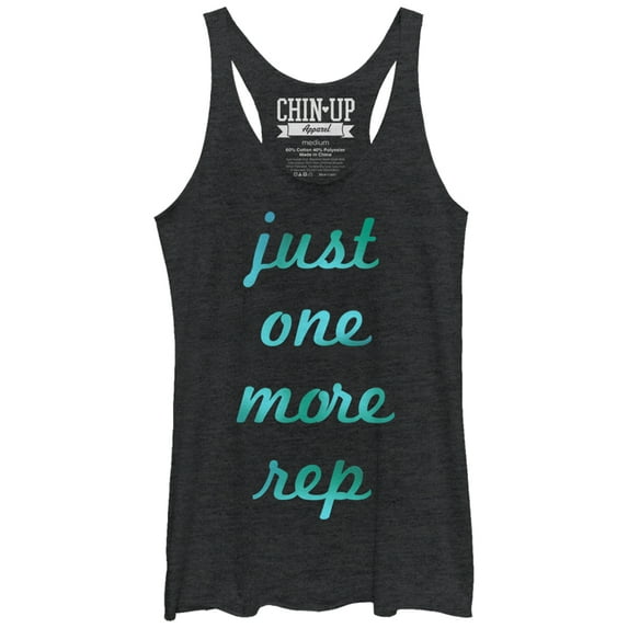 Women's CHIN UP Just One More Rep Racerback Tank Top Black Heather Small