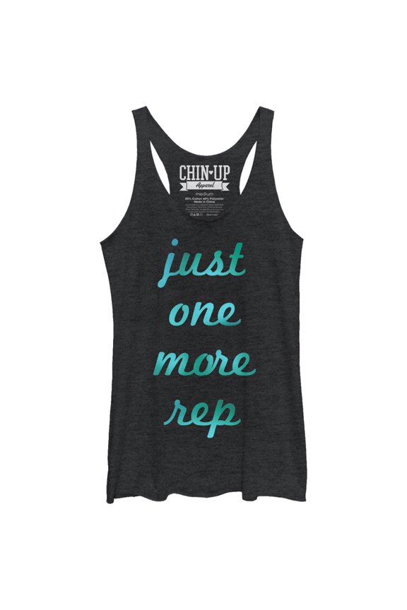 Women's CHIN UP Just One More Rep  Racerback Tank Top Black Heather X Large