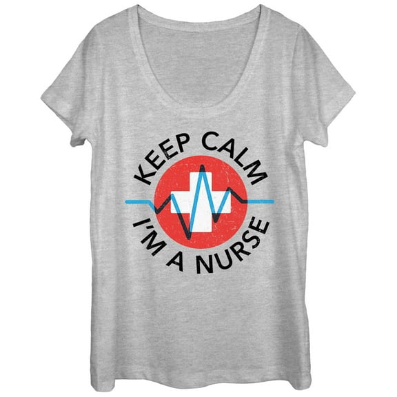 Women's CHIN UP Keep Calm I'm a Nurse  Scoop Neck Athletic Heather Large