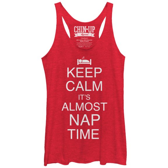 Women's CHIN UP Keep Calm It's Almost Nap Time Racerback Tank Top Red Heather Small