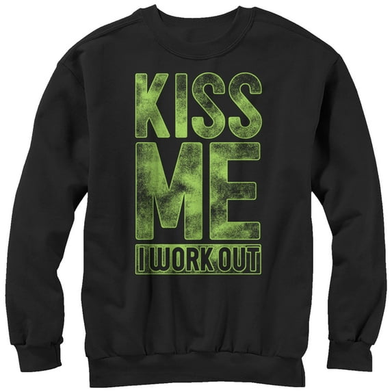 Women's CHIN UP Kiss Me I Work Out Sweatshirt Black Medium