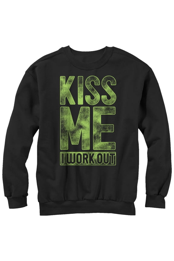Women's CHIN UP Kiss Me I Work Out  Sweatshirt Black X Large