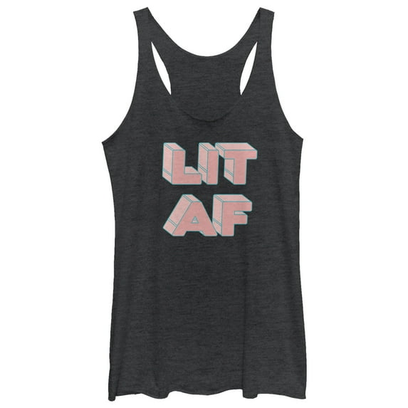 Women's CHIN UP LIT AF Racerback Tank Top Black Heather 2X Large