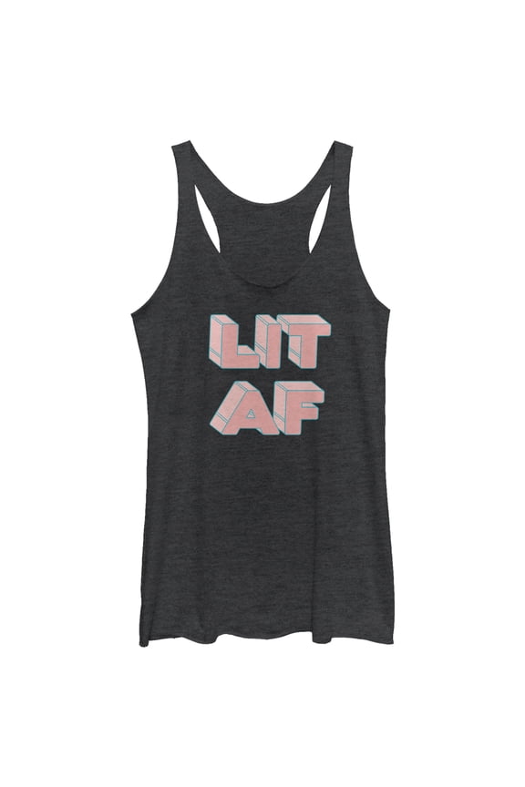 Women's CHIN UP LIT AF Racerback Tank Top Black Heather Small