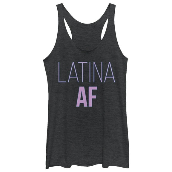 Women's CHIN UP Latina AF Racerback Tank Top Black Heather Large
