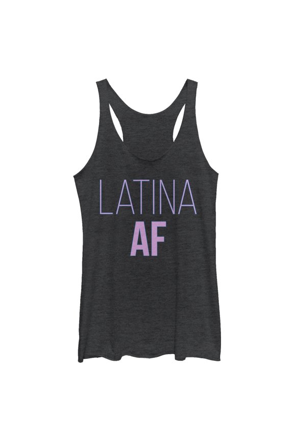 Women's CHIN UP Latina AF Racerback Tank Top Black Heather Large