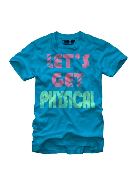 Women's CHIN UP Let's Get Physical Boyfriend Graphic Tee Turquoise 2X Large
