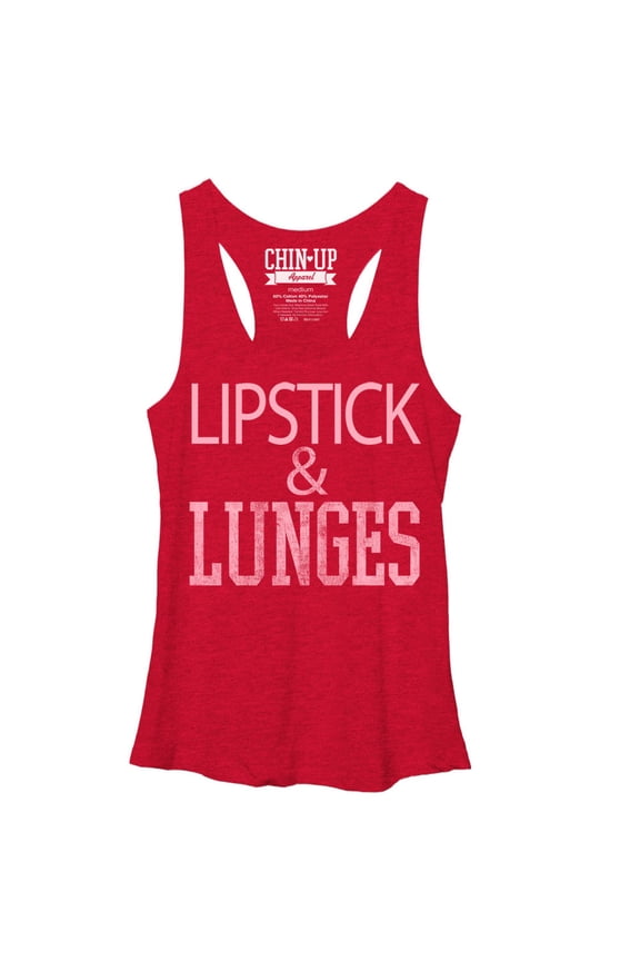 Women's CHIN UP Lipstick Racerback Tank Top Red Heather Medium