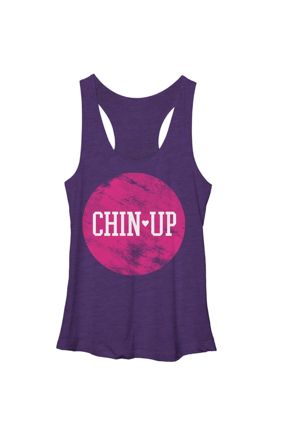 Women's CHIN UP Logo Circle Racerback Tank Top Purple Heather Large