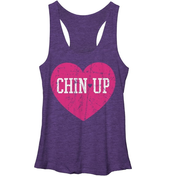 Women's CHIN UP Logo Heart  Racerback Tank Top Purple Heather Medium