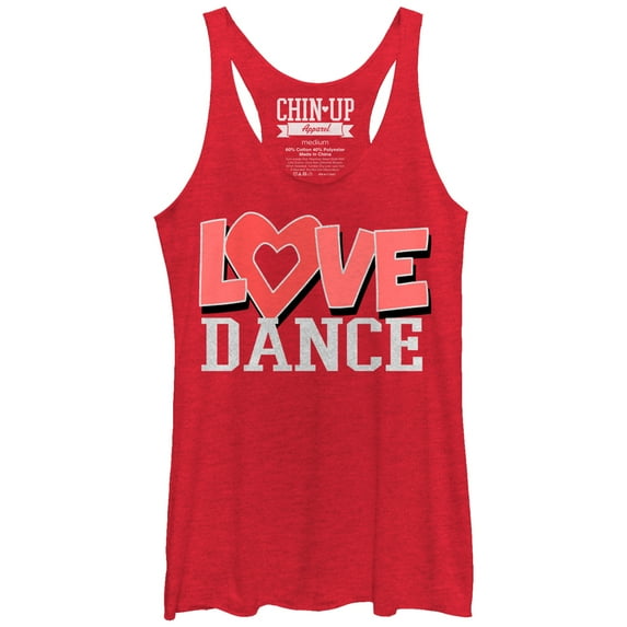 Women's CHIN UP Love Dance Racerback Tank Top Red Heather Medium