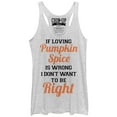 thumbnail image 1 of Women's CHIN UP Loving Pumpkin Spice  Racerback Tank Top White Heather Small, 1 of 3