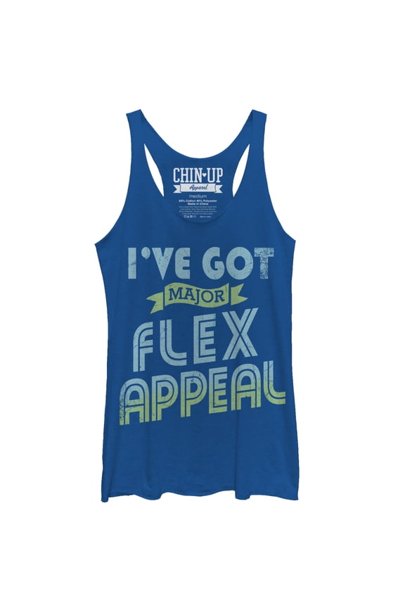 Women's CHIN UP Major Flex Appeal Racerback Tank Top Royal Blue Heather X Large