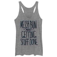 thumbnail image 1 of Women's CHIN UP Messy Bun Done Outline  Racerback Tank Top Gray Heather Small, 1 of 3