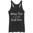 thumbnail image 1 of Women's CHIN UP Messy Bun Getting Stuff Done  Racerback Tank Top Black Heather Small, 1 of 3