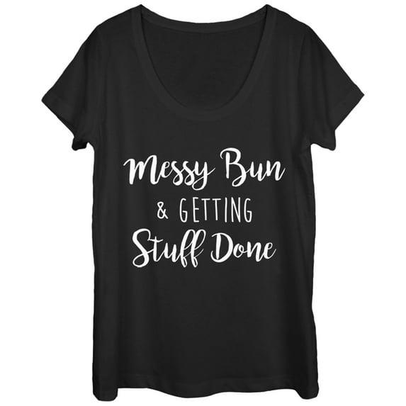 Women's CHIN UP Messy Bun Getting Stuff Done Scoop Neck Black 2X Large