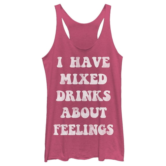 Women's CHIN UP Mixed Drinks About Feelings Racerback Tank Top Pink Heather 2X Large