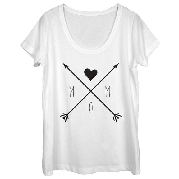 Women's CHIN UP Mom Crossed Arrows Scoop Neck White Medium