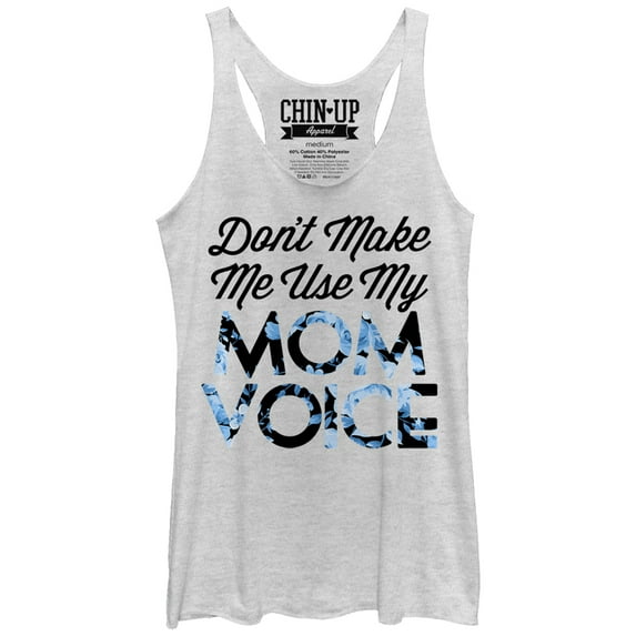 Women's CHIN UP Mom Voice Racerback Tank Top White Heather Large