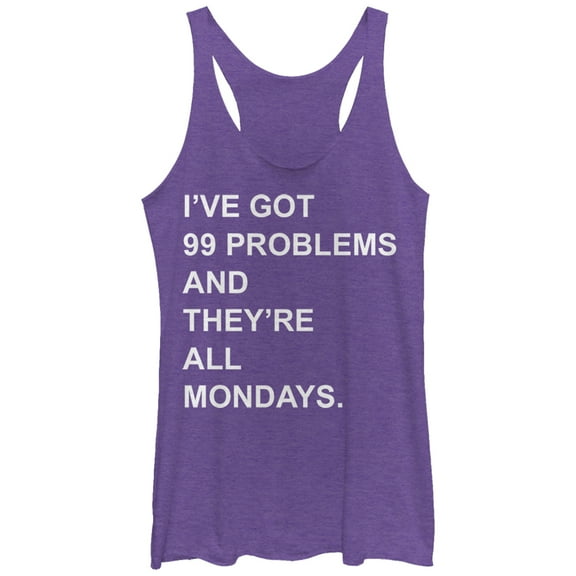 Women's CHIN UP Monday 99 Problems Racerback Tank Top Purple Heather Medium