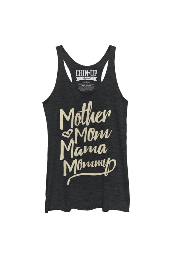 Women's CHIN UP Mother Mom Mama Mommy  Racerback Tank Top Black Heather Medium