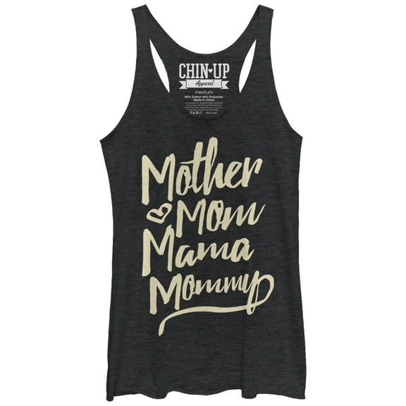 Women's CHIN UP Mother Mom Mama Mommy  Racerback Tank Top Black Heather Small