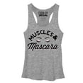 thumbnail image 1 of Women's CHIN UP Muscles and Mascara Eyelashes  Racerback Tank Top Gray Heather Small, 1 of 3