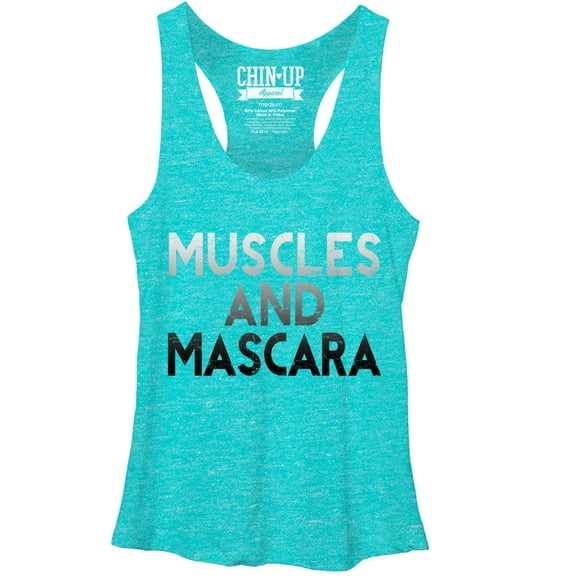 Women's CHIN UP Muscles and Mascara  Racerback Tank Top Tahiti Blue Small