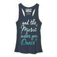 thumbnail image 1 of Women's CHIN UP Music Makes You Dance  Racerback Tank Top Navy Heather Large, 1 of 3