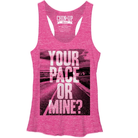 Women's CHIN UP My Pace  Racerback Tank Top Pink Heather Medium