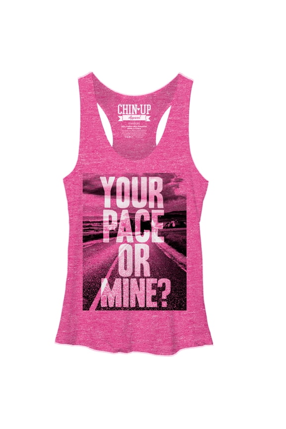 Women's CHIN UP My Pace  Racerback Tank Top Pink Heather X Large