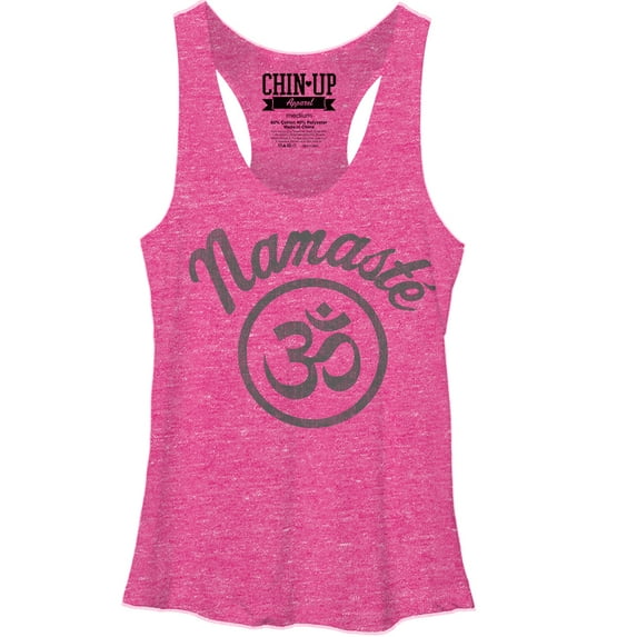 Women's CHIN UP Namaste Racerback Tank Top Pink Heather Medium