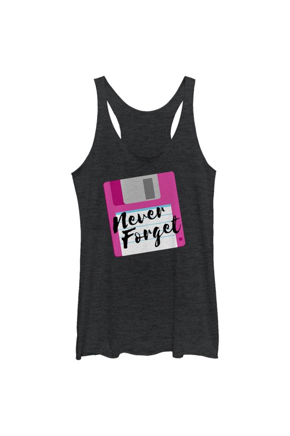 Women's CHIN UP Never Forget Floppy Disk Racerback Tank Top Black Heather Small