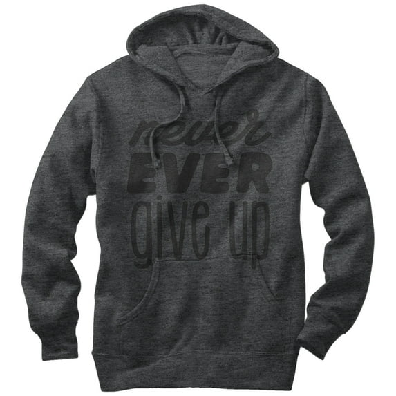 Women's CHIN UP Never Give Up Pull Over Hoodie Charcoal Heather Small