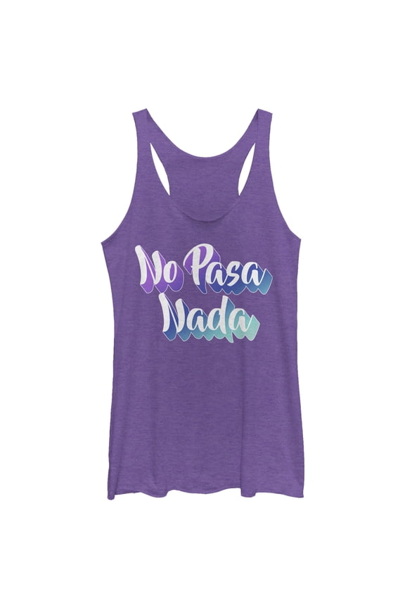 Women's CHIN UP No Pasa Nada Racerback Tank Top Purple Heather Medium