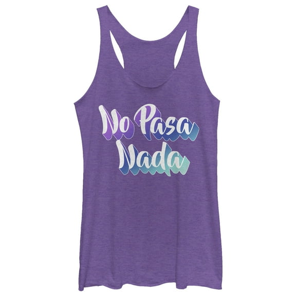 Women's CHIN UP No Pasa Nada  Racerback Tank Top Purple Heather Small
