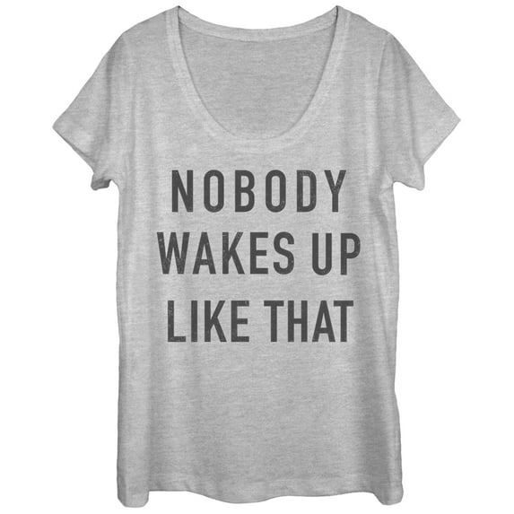 Women's CHIN UP Nobody Wakes Up Like That Scoop Neck Athletic Heather Small