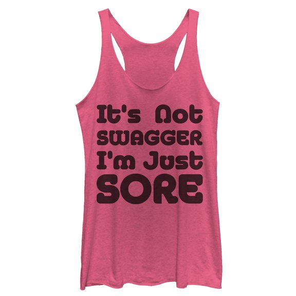 Women's CHIN UP Not Swagger Just Sore Racerback Tank Top Pink Heather Large